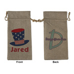 Patriotic Celebration Large Burlap Gift Bag - Front & Back (Personalized)