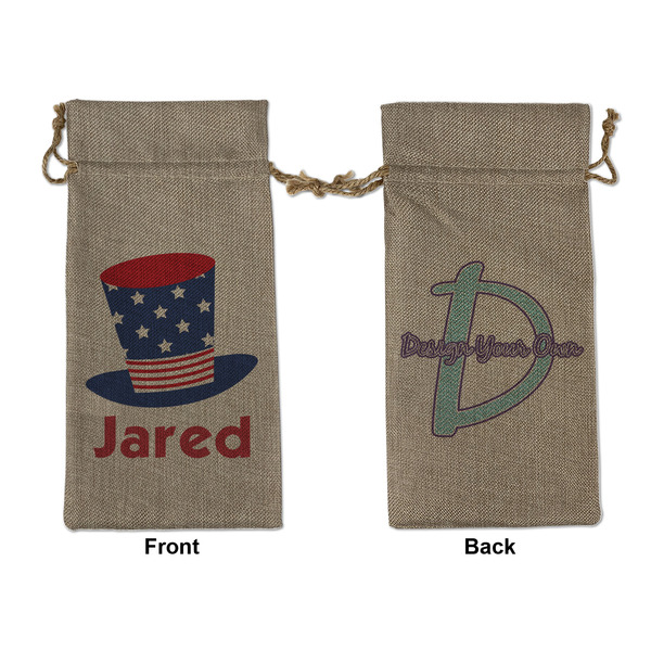 Custom Patriotic Celebration Large Burlap Gift Bag - Front & Back (Personalized)