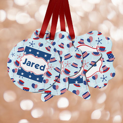 Patriotic Celebration Metal Ornaments - Double Sided w/ Name or Text