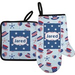 Patriotic Celebration Oven Mitt & Pot Holder Set w/ Name or Text