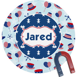 Patriotic Celebration Round Fridge Magnet (Personalized)