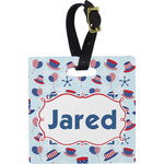 Patriotic Celebration Plastic Luggage Tag - Square w/ Name or Text