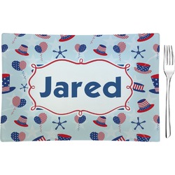 Patriotic Celebration Rectangular Glass Appetizer / Dessert Plate - Single or Set (Personalized)