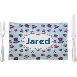 Patriotic Celebration Glass Rectangular Lunch / Dinner Plate (Personalized)