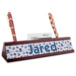 Patriotic Celebration Red Mahogany Nameplate with Business Card Holder (Personalized)