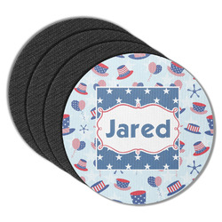 Patriotic Celebration Round Rubber Backed Coasters - Set of 4 (Personalized)