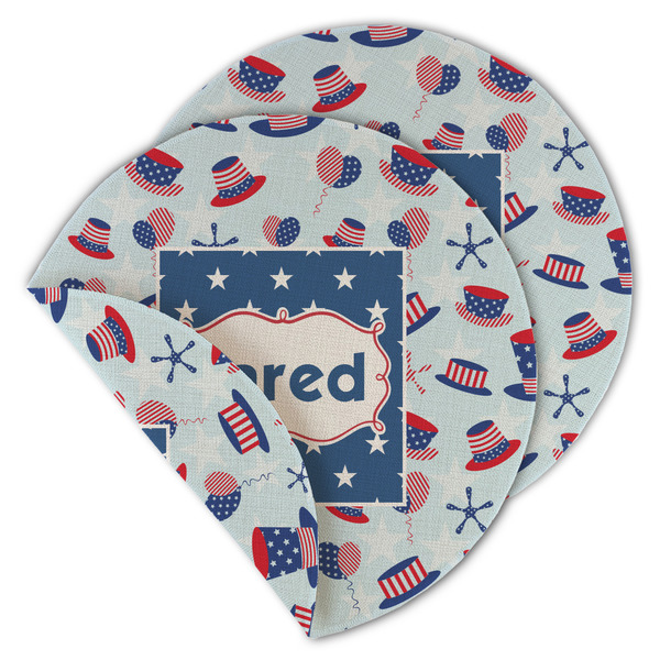 Custom Patriotic Celebration Round Linen Placemat - Double Sided (Personalized)