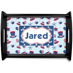 Patriotic Celebration Black Wooden Tray - Small (Personalized)