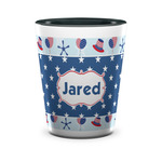 Patriotic Celebration Ceramic Shot Glass - 1.5 oz - Two Tone - Set of 4 (Personalized)