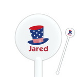 Patriotic Celebration 5.5" Round Plastic Stir Sticks - White - Double Sided (Personalized)