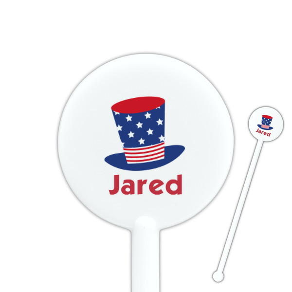 Custom Patriotic Celebration 5.5" Round Plastic Stir Sticks - White - Double Sided (Personalized)