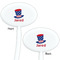 Patriotic Celebration White Plastic 7" Stir Stick - Double Sided - Oval - Front & Back