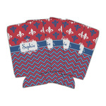 Patriotic Fleur de Lis Can Cooler (16 oz) - Set of 4 (Personalized)