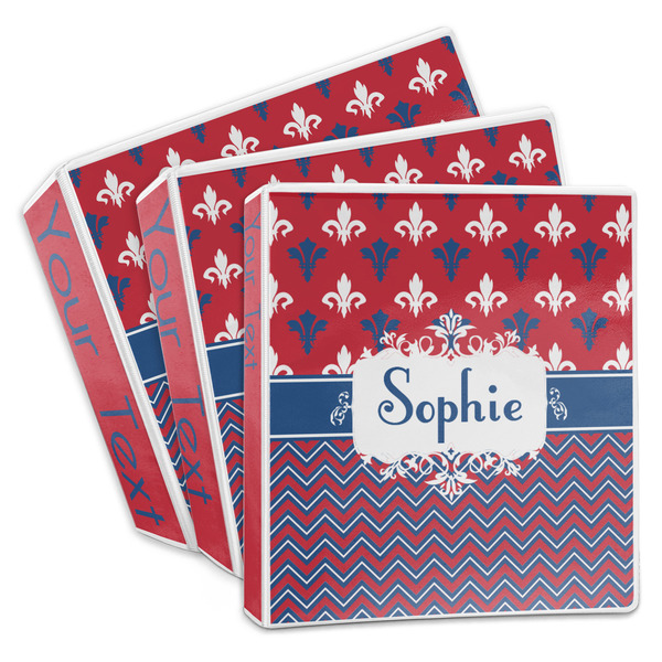 Custom Patriotic Fleur de Lis 3-Ring Binder (Personalized)