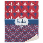 Patriotic Fleur de Lis Sherpa Throw Blanket (Personalized)