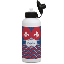 Patriotic Fleur de Lis Water Bottles - Aluminum - 20 oz - White (Personalized)