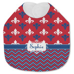 Patriotic Fleur de Lis Jersey Knit Baby Bib w/ Name or Text