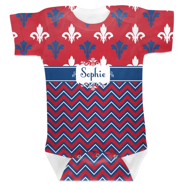 Custom Patriotic Fleur de Lis Baby Bodysuit 12-18 (Personalized)