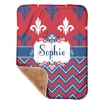 Patriotic Fleur de Lis Sherpa Baby Blanket - 30" x 40" w/ Name or Text