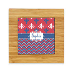 Patriotic Fleur de Lis Bamboo Trivet with Ceramic Tile Insert (Personalized)