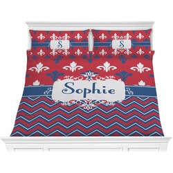 Patriotic Fleur de Lis Comforter Set - King (Personalized)