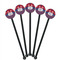 Patriotic Fleur de Lis Black Plastic 5.5" Stir Stick - Round - Fan View