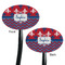 Patriotic Fleur de Lis Black Plastic 7" Stir Stick - Double Sided - Oval - Front & Back