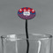 Patriotic Fleur de Lis Black Plastic 7" Stir Stick - Oval - Main