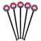 Patriotic Fleur de Lis Black Plastic 7" Stir Stick - Round - Fan View