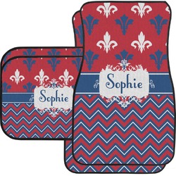 Patriotic Fleur de Lis Car Floor Mats Set - 2 Front & 2 Back (Personalized)