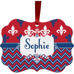 Patriotic Fleur de Lis Metal Frame Ornament - Double Sided w/ Name or Text