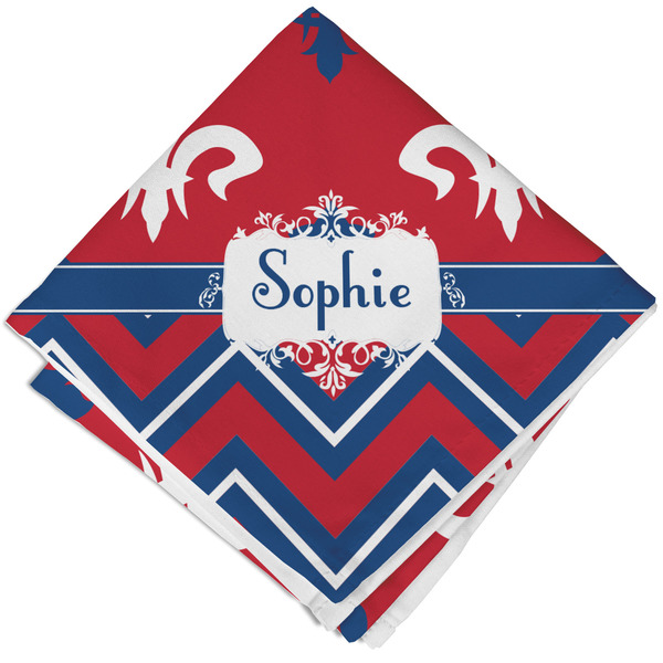 Custom Patriotic Fleur de Lis Cloth Cocktail Napkin - Single w/ Name or Text