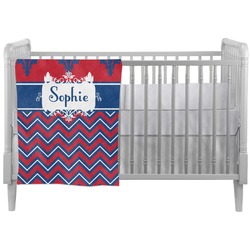 Patriotic Fleur de Lis Crib Comforter / Quilt (Personalized)