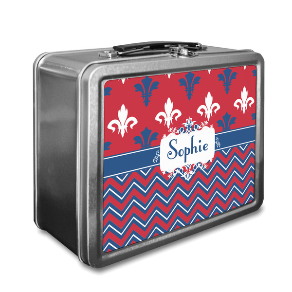 Custom Patriotic Fleur de Lis Lunch Box (Personalized)