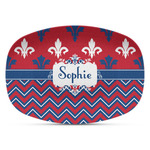 Patriotic Fleur de Lis Plastic Platter - Microwave & Oven Safe Composite Polymer (Personalized)