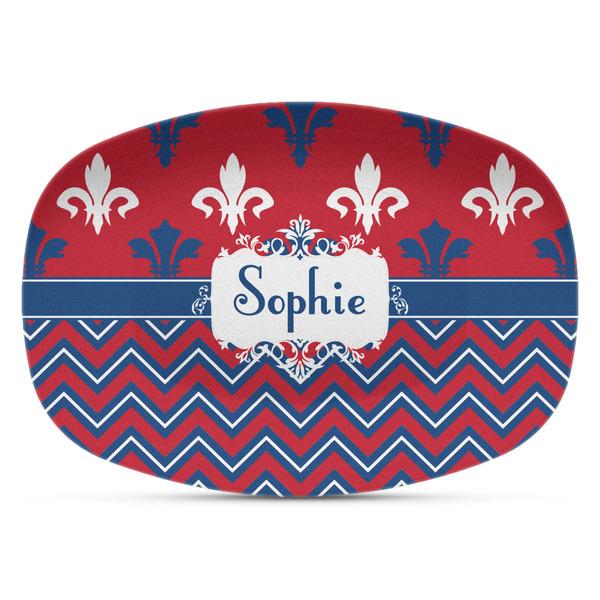 Custom Patriotic Fleur de Lis Plastic Platter - Microwave & Oven Safe Composite Polymer (Personalized)