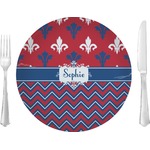 Patriotic Fleur de Lis 10" Glass Lunch / Dinner Plates - Single or Set (Personalized)
