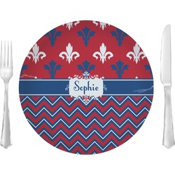 Patriotic Fleur de Lis Glass Lunch / Dinner Plate 10" (Personalized)