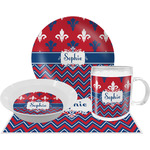 Patriotic Fleur de Lis Dinner Set - Single 4 Pc Setting w/ Name or Text