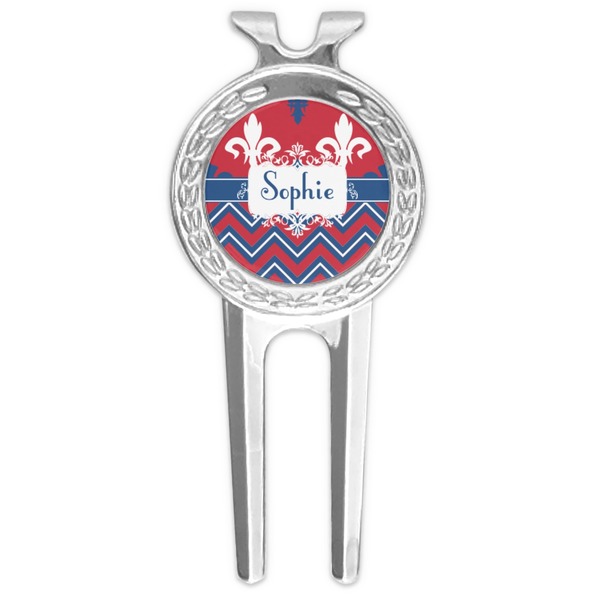 Custom Patriotic Fleur de Lis Golf Divot Tool & Ball Marker (Personalized)