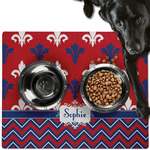 Patriotic Fleur de Lis Dog Food Mat - Large w/ Name or Text