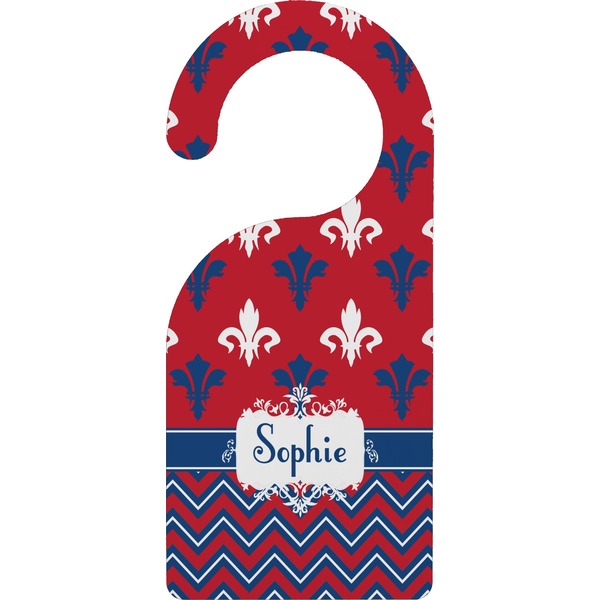 Custom Patriotic Fleur de Lis Door Hanger (Personalized)