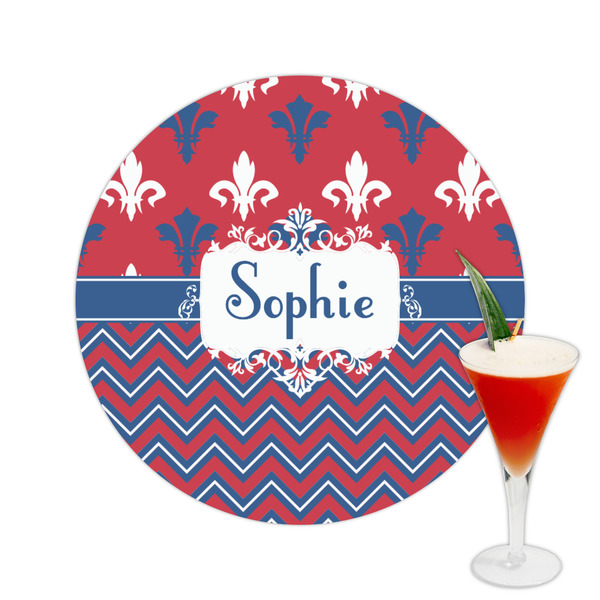 Custom Patriotic Fleur de Lis Printed Drink Topper -  2.5" (Personalized)