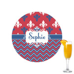 Patriotic Fleur de Lis Printed Drink Topper - 2.15" (Personalized)