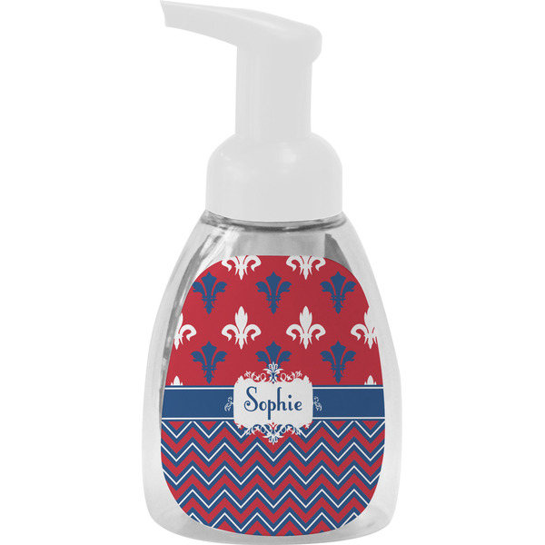 Custom Patriotic Fleur de Lis Foam Soap Bottle - White (Personalized)