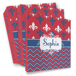 Patriotic Fleur de Lis 3 Ring Binder - Full Wrap (Personalized)