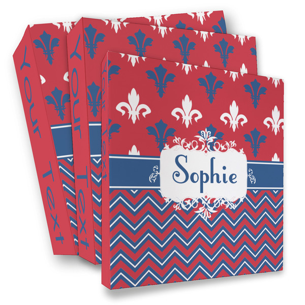 Custom Patriotic Fleur de Lis 3 Ring Binder - Full Wrap (Personalized)