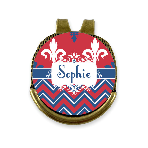 Custom Patriotic Fleur de Lis Golf Ball Marker - Hat Clip - Gold