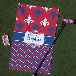 Patriotic Fleur de Lis Golf Towel Gift Set w/ Name or Text