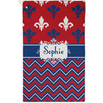 Patriotic Fleur de Lis Golf Towel - Poly-Cotton Blend - Small w/ Name or Text